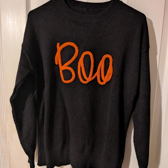 Black Boo Halloween Sweater - Size Medium - Picture 1 of 3